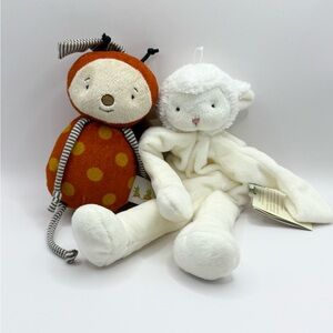 BUNNIES by the BAY Silly Buddy White Lamb Lovey NWT & Ladybug Rattle Toys